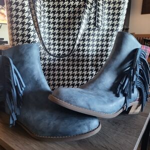 Code West Tan and Black n Red plaid Denim Booties